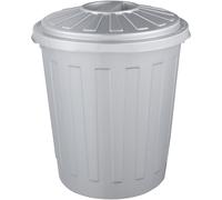 Cubo de basura / papelera polivalente con tapa cerrable, Pequeño, Plástico resistente (PP), 7l, Mats, Plateado KEEEPER