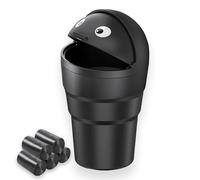 Cubo de basura para automóvil con tapa, cubo de basura para automóvil con diseño abatible, mini cubos de basura para la parte delantera de los automóviles, soporte para vasos, cubo de basura multiusos