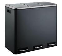 Cubo de basura para cocina 3 compartimentos de 18L, color | Sistema de separación de residuos de 3 compartimentos, cubo de basura con pedal, metal, cierre suave, hermético, cubeta interior de plástico