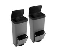 Cubo de Basura para Reciclaje Triple 70L | 3 Compartimentos con Pedal y Tapa Hermetica | Vertical y Eronómico | Duradero Black Pack 2 pcs