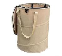 Cubo de basura plegable para jardín para barbacoas y senderismo, cubo de basura plegable con asa de transporte, cubo de basura ligero para uso en exteriores, 34 x 40 cm (beige)