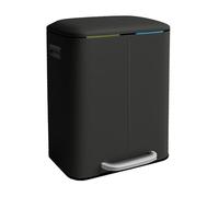 Relaxdays Cubos de basura de 2 secciones negro,plata