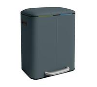 Cubo de Basura Relaxdays, 2 Compartimentos, 2 x 20 l, Cubos Interiores extraíbles, Cierre Suave, Pedal, Metal, Gris
