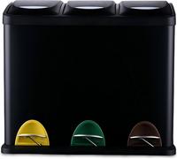 Relaxdays Cubo de basura cocina 3 x 8 l negro