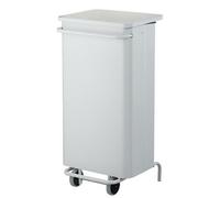 Cubo de basura Rossignol Collecroule con ruedas y pedal de pie, de 110 litros, color blanco
