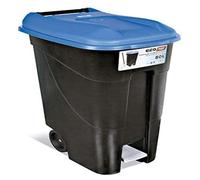 Cubo de basura Tayg 433023 con pedal, base negra y tapa gris, 80 litros