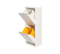 Cubo de basura y reciclaje Metálico de 2 compartimentos, 2x17L (34L) Blanco mate PAT 2