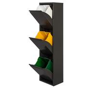 Wellhome Cubo de basura y reciclaje metálico 3 compartimentos 3x17L (51L) Negro mate