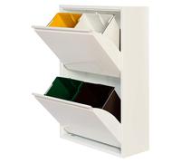 Cubo de Basura y Reciclaje Metálico Wellhome 4 Compartimentos 68L - Blanco Mate Matte White