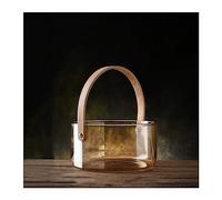 Cubo de hielo Cubitera con asas fáciles de transportar, cubos de hielo for fiestas, cubo de champán de vidrio transparente de 2,7 litros, fiestas en interiores y exteriores Soporte para hielo(A)