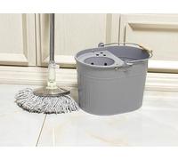 Cubo de metal galvanizado para fregona de 13 litros, grande, industrial, galvanizado, reforzado, resistente, grueso, para limpieza general en casa, oficina (gris)