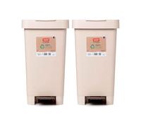 Cubo de Pedal TATAY Smart ECOHOME 25L Basura Polipropileno Beige Pack 2 saving