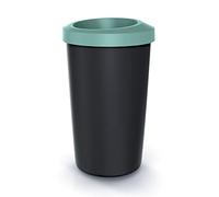 Cubo de reciclaje 25L KEDEN en plástico con práctica tapa abierta color verde.
