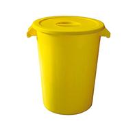 Cubo Industrial 100L - Amarillo, Apto para Uso Alimentario y Material de Alto Impacto | Apilable con Asas Ergonómicas y Base con Ruedas Opcional - Denox