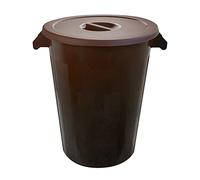 Cubo Industrial 100L - Marrón, Apto para Uso Alimentario y Material de Alto Impacto | Apilable con Asas Ergonómicas y Base con Ruedas Opcional - Denox