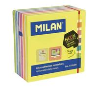 MILAN Cubo de notas adhesivas removibles neón 76x76 mm, 400 hojas