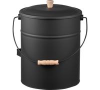 Cubo para cenizas, juego de 4 piezas con tapa, pala, escoba y guantes. Cubo metálico para carbón y cenizas, de gran capacidad (15 litros), ideal para chimeneas, fogones, estufas de leña, uso interior