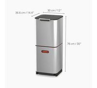 Joseph Joseph Cubo de basura Totem Compact 40 L Acero inoxidable - 2x20 L, filtro antiolor