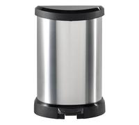 Cubos De Basura De Acero Con Pedal, Curver Deco Bins, 20L, Redondo Negro, Plata