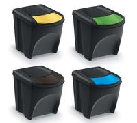 Set 4 cubos de basura keden sortibox 100% plástico reciclado, negro,