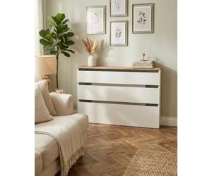 Cubre Radiador Blanco/Roble Moderno Modelo Hermes | Mueble Cubreradiador en Kit de Fácil Montaje | Melamina de Alta Resistencia al Rayado | Medidas 60cm / 90cm / 120cm / (120x83,5x19,5)
