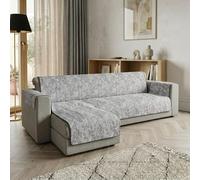 Cubre sofá GLAMOUR Chaise Longue IZQUIERDA Made in Italy - salvacochón con fondo de goma antideslizante y reposabrazos, asiento 240 cm, protector de sofá artesanal lavable en color liso - GRIGIO SCURO