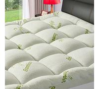 Cubrecolchón Extra Grueso tamaño Queen para Dolor de Espalda, 1200 g/m², Acolchado de Viscosa Hecha de bambú, Funda de colchón con Bolsillo Profundo de hasta 21 Pulgadas (60 x 80 Pulgadas)