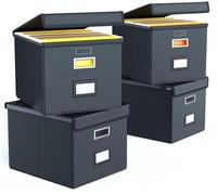 Cubreestantería de tela plegable con tapa, material de aprendizaje mejorado, caja para carpetas colgantes de formato DIN A4, para cajones de oficina, juego de 4 unidades, color