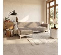 Cubresofá Antideslizante Comfort con Chaise Longue a la Izquierda y reposabrazos Laterales, Fabricada en Italia, Funda para sofá de 290 cm, Color marrón