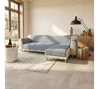 Cubresofá Antideslizante Comfort con Chaise Longue Derecha y reposabrazos Laterales, Fabricada en Italia, Funda para sofá de 290 cm - Humo