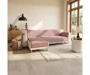 Cubresofá Antideslizante Comfort con Chaise Longue Izquierda y reposabrazos Laterales, Fabricada en Italia, Funda para sofá de 240 cm, Color Burdeos
