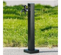 CucCe Columna de agua de acero inoxidable Grifo de agua for jardín con columna for exteriores, grifo independiente cuadrado vertical acero inoxidable 304, doble salida(60cm/24in)