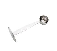 Cuchara de café de doble función con manipulador integrado, cuchara medidora de acero inoxidable resistente para espresso, para utensilio de cocina ideal para preparar cerveza casera de 14,5 cm