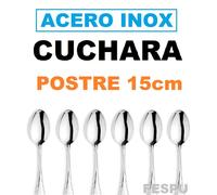 cuchara de postre,chuchara acero inoxidable,pack 6 cucharas de postre 15cm X 3.2cm,acero inox 18/0,gerimport,fespu