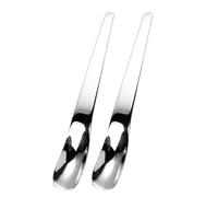 Cuchara de postre de mango largo 2 piezas acero cucharada profunda pastel | Cuchara cuadrada de acero con mango largo para helados, café, té, requesón, muesli, buffet, pan, cafetería, bar