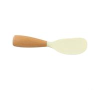 Cuchara de silicona para servir arroz con mango de madera, pala antiadherente resistente al calor para sushi y puré de patatas, para diseño de pie, 21 cm (blanco)