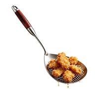 Cuchara Espumadera Ranurada | Anticalórico 42,19 cm Acero Inoxidable Mango de Madera | Cucharas Ranuradas para Cocina | Para Pasta, Fideos, Dumplings, Wonton, Hot Pot, Verduras, Cocina, Restaurante Y