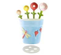 Cuchara medidora de flores - Pintado a mano, diseño de tulipanes estéticos, equipo culinario único, fuerza industrial, accesorios detallados para la preparación de alimentos | Confiable