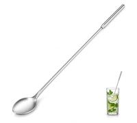 Cuchara mezcladora de acero inoxidable, cuchara mezcladora de cócteles en forma de lágrima de 30 cm, cuchara de mango largo, cucharas mezcladoras de 12 pulgadas de mango largo para té helado, café