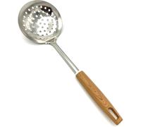Cuchara ranurada, cucharón con agujeros, acero inoxidable con mango de nailon efecto madera, cuchara para cocinar y freír, colador de aceite