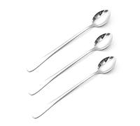 Cucharas de té helado con mango largo de 3 piezas, cucharas para cócteles de acero inoxidable para helado de café, cócteles, helados, cucharaditas heladas (Punta puntiagud)