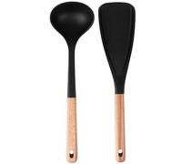 Cucharas Silicona Cocinar Mango De Madera Apto Lavavajillas Cuchara Recoger