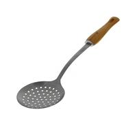 Cucharón de Cocina Profesional de Acero Inoxidable y Mango de Madera - De Buyer, Perfecto para Frituras, 36,5 cm