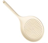 Cucharón de silicona grande ranurado sin colador para hervir albóndigas, verduras, drenaje de aceite, utensilio de cocina, 36,5 cm (blanco)