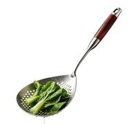 Cucharón Desnatador De Acero Inoxidable - Colador Antiescaldaduras De 16,61 Pulgadas | Cuchara Ranurada Grande Con Mango Largo De Madera Y Metal 304 | Colador De Cocina Para Pasta, Fideos, Albóndigas,