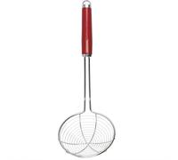 Cucharón Espumadera KitchenAid de Alta Resistencia con Mango Ergonómico, Acero Inoxidable y ABS, 38 cm, para Freír, Colar y Saltear, Colores Rojo y Crema