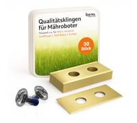 Cuchillas de recambio beos 30x para Worx, Kress, Einhell, LandXcape | Cuchillas de acero inoxidable con recubrimiento de carburo de titanio - Tornillos con barniz de seguridad
