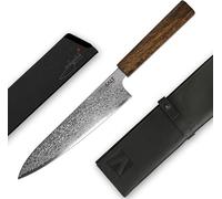 Cuchillo de chef "Gyuto" de 20 cm, acero Damasco SPG2, fabricado a mano en Japón. Dureza HRC 62+. Cuchillo de cocina profesional con hoja de acero Damasco de 65 capas, inoxidable. Ideal para sushi, co