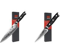 Cuchillo de cocina de acero damasco, 67 capas. Cuchillo de cocina con mango de G10, 20 cm. Cuchillo pelador de acero damasco, 67 capas, para frutas y verduras. Cuchillo pequeño de cocina de acero dama
