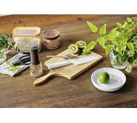Cuchillo de cocina Santoku de cerámica KYOCERA, modelo CHOWA, color blanco transparente/plateado